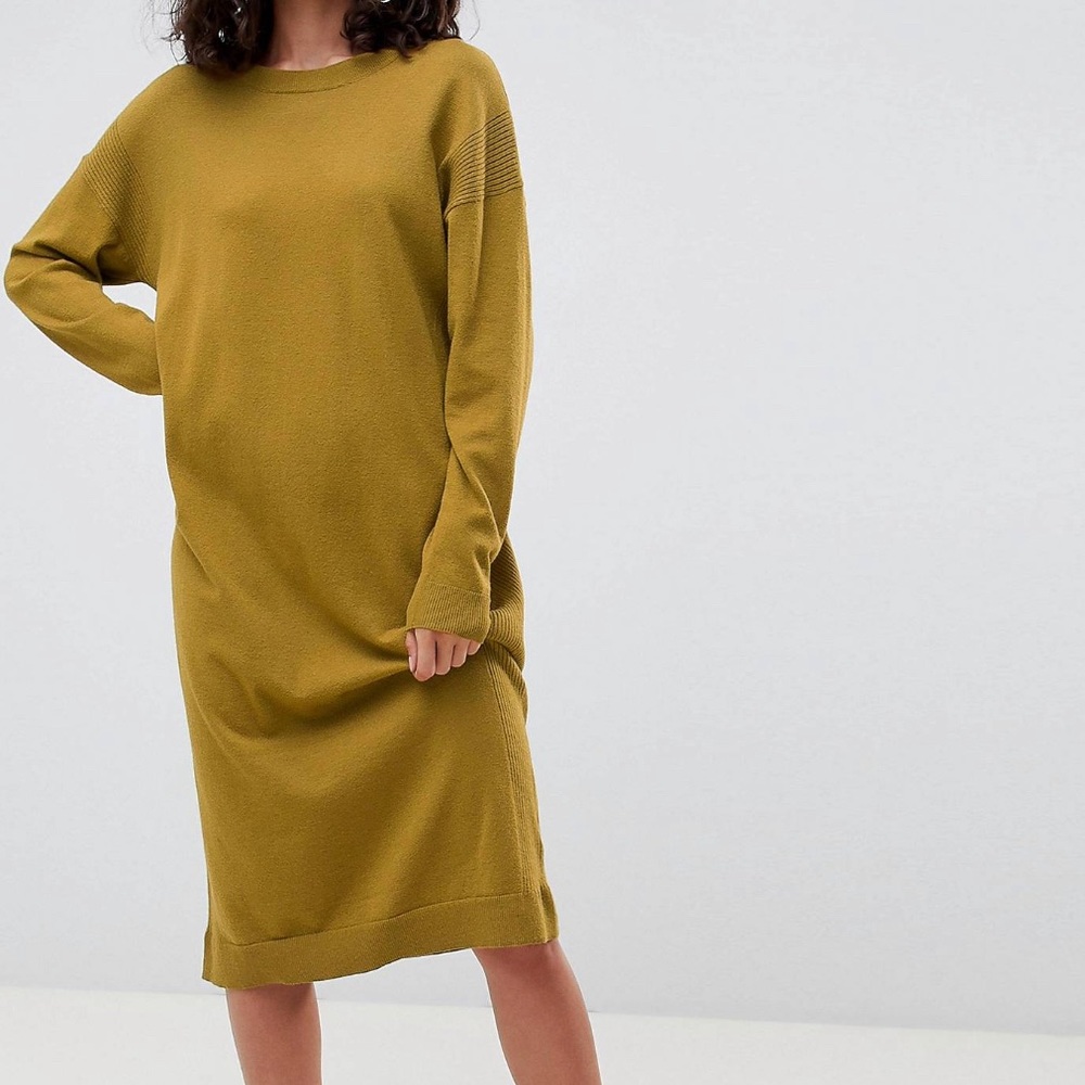 Olive Green Oversized Sweater Dress